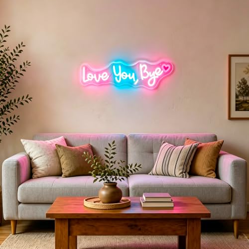 Image of Love You Bye Neon Sign for Wall Decor Light Up Sign Led Signs for Room Party Home Wall Decor USB Powered