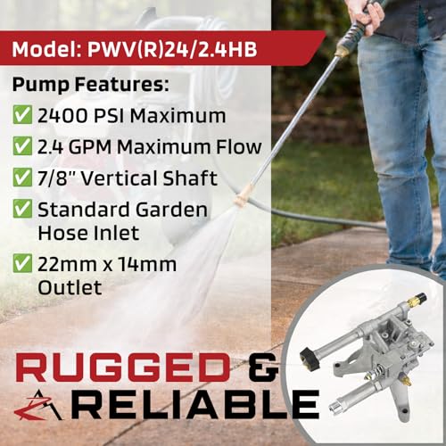 Bomba de lavado a presión vertical de 2400 PSI para reparar hidrolimpiadoras con eje de 7/8" 7