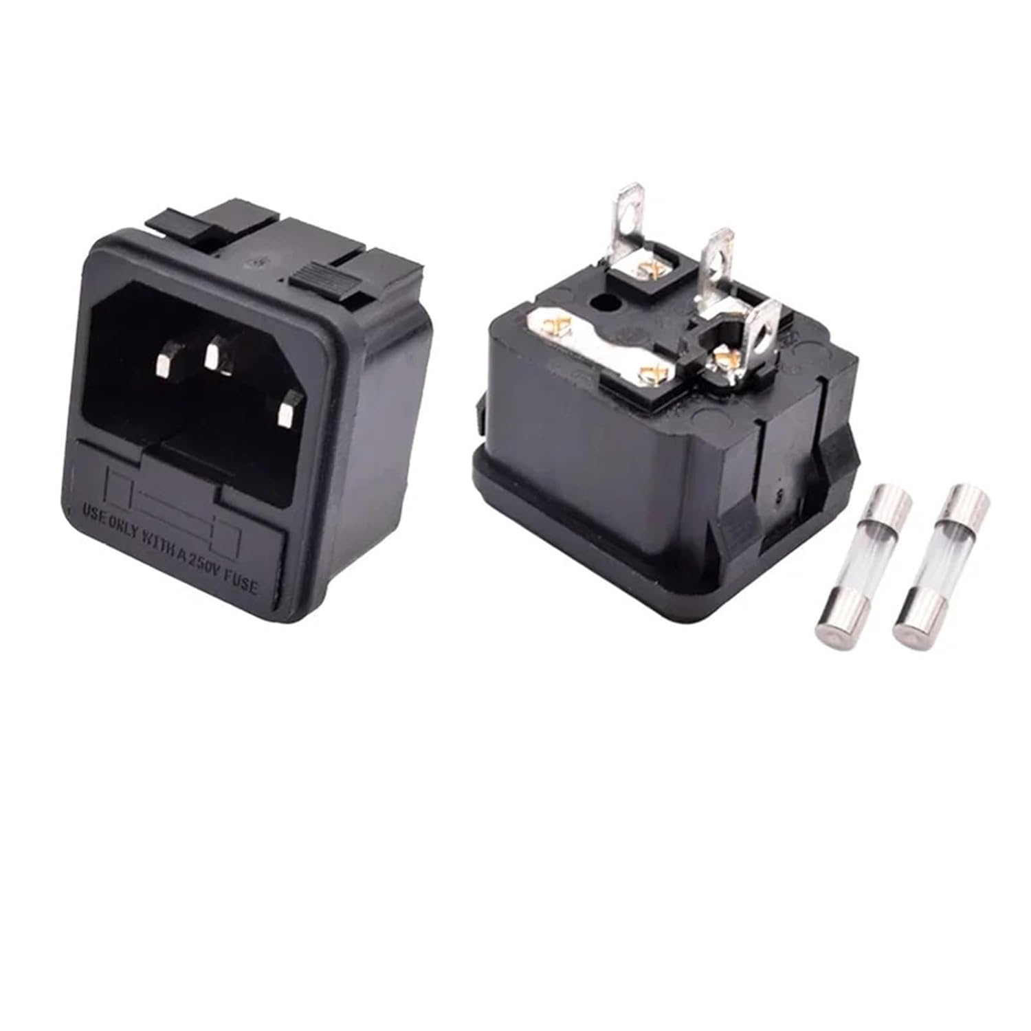 5/20/100PCS 250V10A 3-pin AC-02 Male Power Cord Inlet Socket Connector C14 IEC320 with Fuse Holder(20PCS)