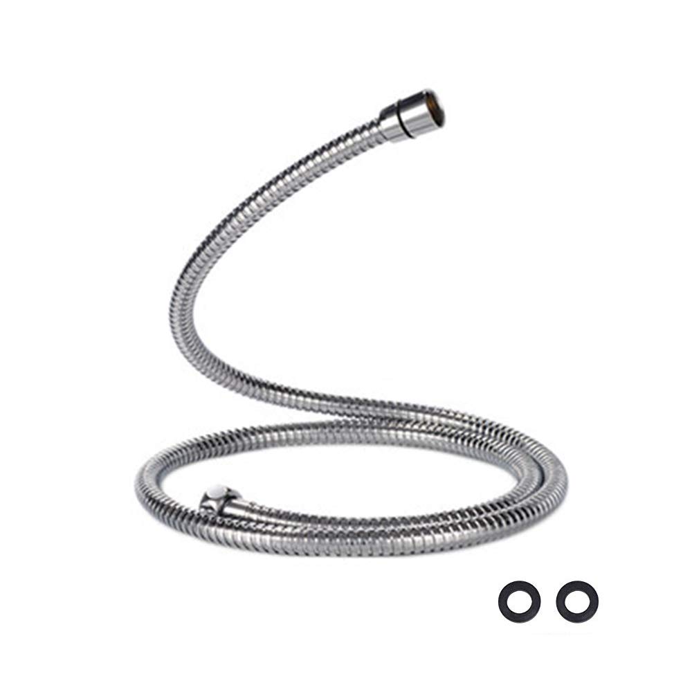 GNSDA Shower Hose with 2 Rubber Ring, 59 Inches Handheld Shower Head Hose, Stainless Steel Chrome Finish, Rugged leakproof