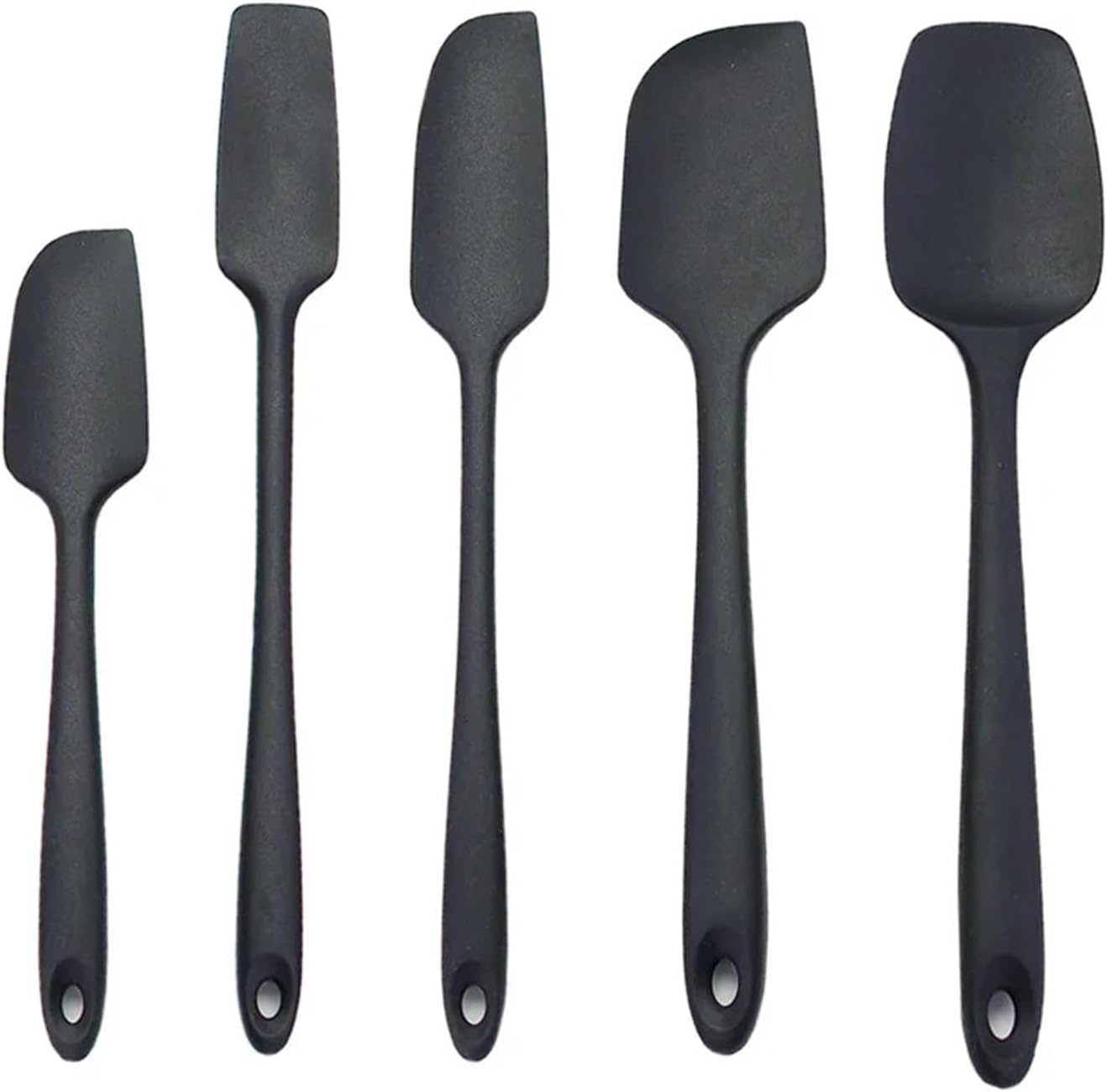 Compatible For High Heat-Resistant Premium Silicone Spatula Set, Seamless Design, Non-Stick With Stainless Steel Core(Black Set of 5)