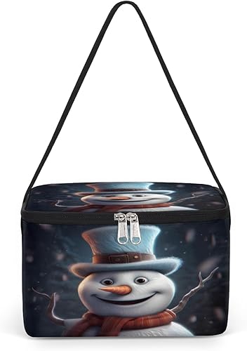 Bolsa de almuerzo aislada con diseño de muñeco de nieve de Navidad para mujeres, reutilizable, bolsa cuadrada de comida para adultos y hombres,