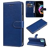 SATURCASE Custodia per Motorola Edge 20 Lite, custodia classica in pelle PU con chiusura magnetica a portafoglio con scomparti per carte di credito e cinturino per Motorola Edge 20 Lite (XD-blu)