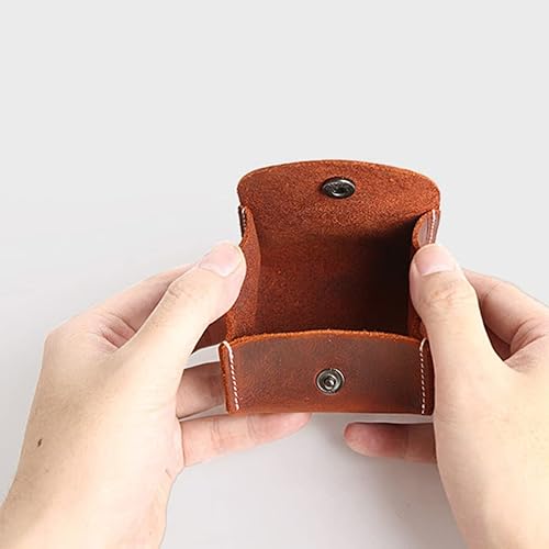 Miniatura 3 de Generic Bolsa vintage para monedas bolsa de cuero duradera y compacta, mini billetera de bolsillo, cierre a presión, bolsa de cambio de cuero para