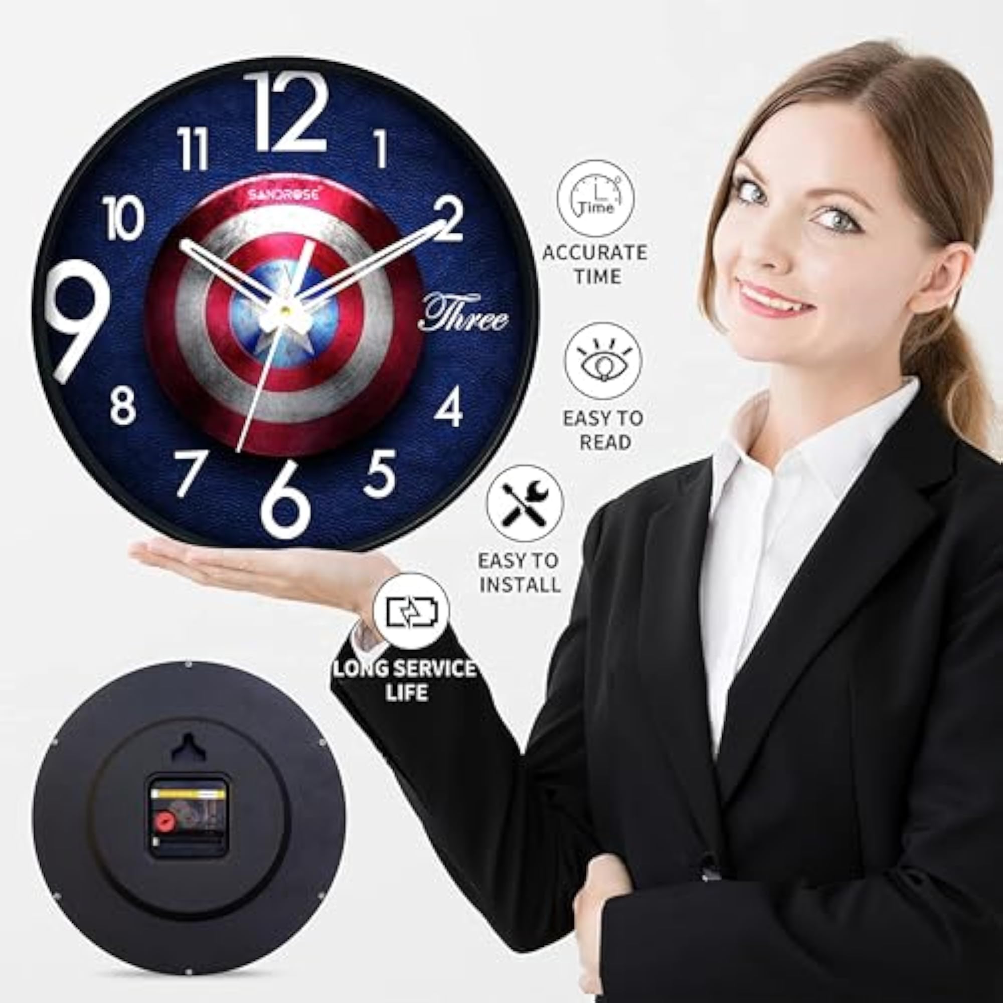 10 inch Plastic Round Wall Clock for Living Room