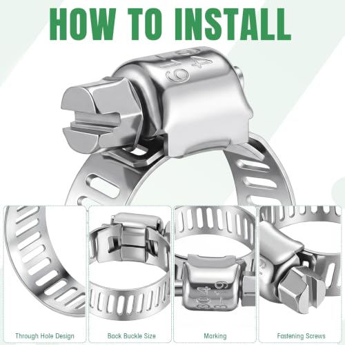 Image of 300 Pcs Hose Clamp Assortment Kit 1 /2'' - 3 /4'' (13-19Mm) | 304 Stainless Steel, Hose Clamps Bulk, Worm Gear Fuel Line Clip, for Automotive Plumbing Intercooler Tube Pipe Radiator
