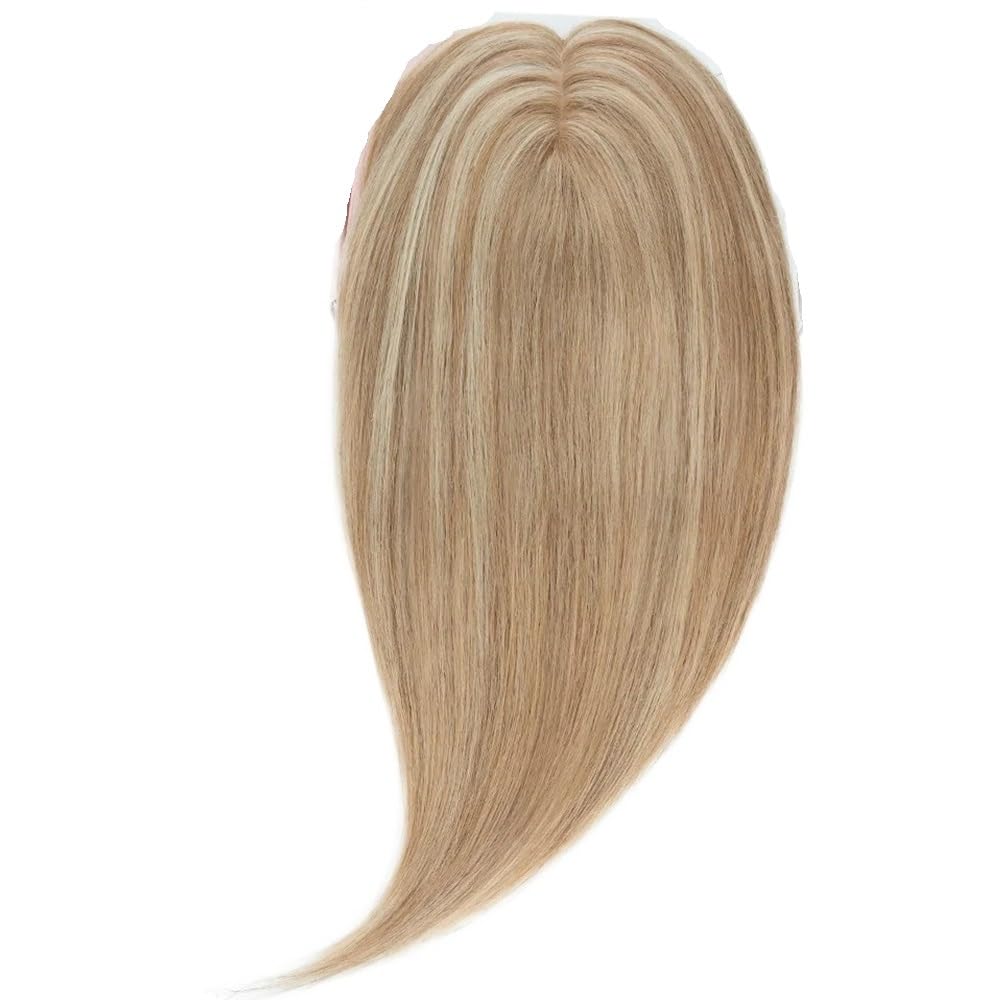 Suplement do włosów 13 x 15 cm dla kobiet, naturalny wygląd, z 4 klipsami, lekki i wygodny, idealny na co dzień dla uroczej kobiety (Golden BrownBleach Blond, 14 cali)