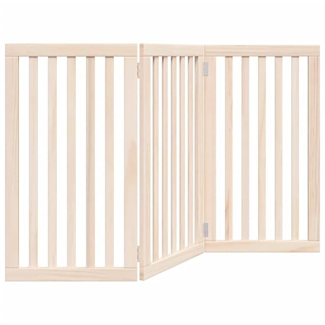 Foto 8 de 8 de vidaXL Puerta para Perros Plegable 3 Paneles Madera de álamo 150 cm, Puerta para Mascotas