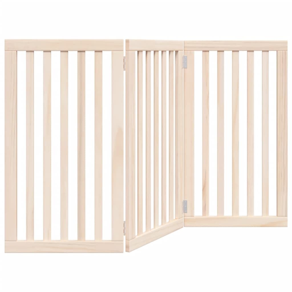 vidaXL Cancello per Cani Pieghevole 3 Pannelli 150 cm Legno di Pioppo, cancello per animali domestici, cancello di sicurezza per cani, cancello per cuccioli per scale