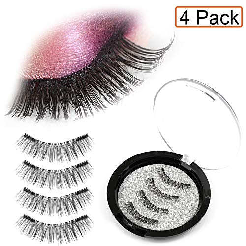 Dual Magnetic False Eyelashes Fake Lashes - Reusable and Easy to Apply Ultra Thin Magnets, Half-Lash, Natural Look (1 pack 4pcs)