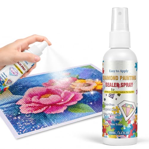 Vigorder Diamond Painting Sealer Spray 100ml Quick Dry Diamond Art Sealer with Clear Finish No Yellowing Keeps Diamonds Secure Prevents Dust & Falling Off