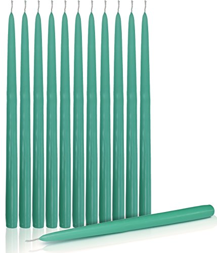 Higlow Dripless Taper Candles 15" Inch Tall Wedding Dinner Candle Set of 12 Turquoise