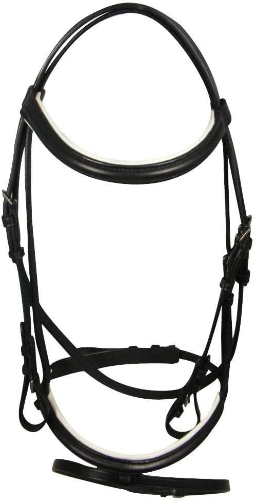 Leather Bridle English Headstall Reins Cowhide Genuine Horse Crossover Crossunder Raised Fancy Stitched Laced All Purpose Jumping Dressage Rubber Crystal Padded Adjustable Browband Full-Cob,M30