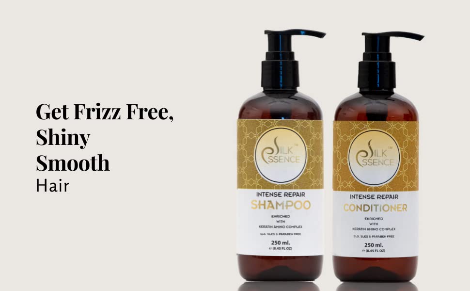 Image of Intense Repair Keratin Shampoo & Conditioner for Men & Women (250ml) / Pack of 2 / Enriched with Keratin Amino Complex /Hair Smoothening /Silicone & Paraben Free /Hair Care Kit