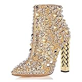 FSJ Women Trendy Pointed Toe Ankle Boots Block Chunky High Heel Booties Party Prom Shoes Zips Size...