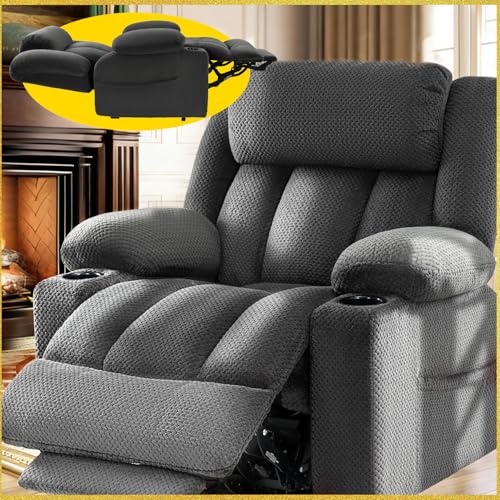 Neioml 3 Motor Large-Wide Lift Chair, Infinite Position, 180° Lay Flat, Power Lift Chairs Recliners for Elderly Big and Tall, Massage & Heat, Extended Footrest (Grey, Large Wide)