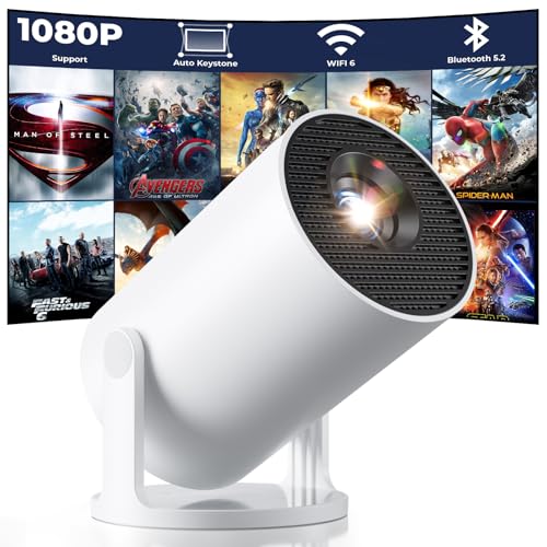 CLOKOWE Mini Projector Portable 1080P Smart Projector with WiFi & Bluetooth Built-in Streaming Apps Auto Keystone 180 Rotation HDMI/USB/TV Stick Compatible for Home & Outdoor Movies