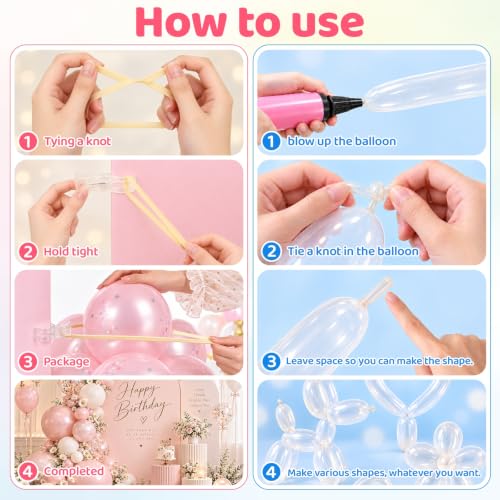 GRENTOOL 10 Clear Spring Clamps + 100 260 Balloons, Balloon Arch Clips Kit - image 5