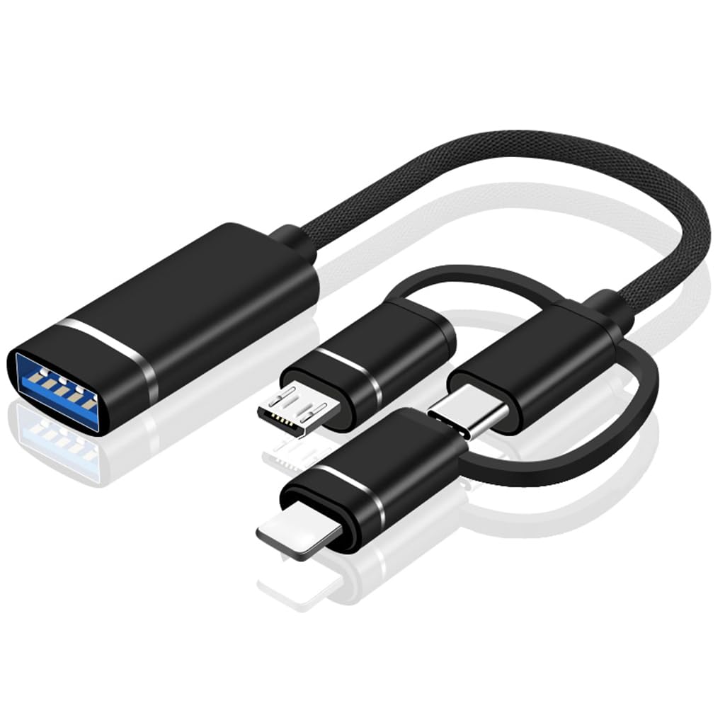 Verilux® USB OTG Cable Adapter for iPhone, 3 in 1 USB A Female to Light-ning/USB C/Micro Male Flash Drive Connector, Flash Drive Adapter for iPhone, Ipad, More Type C, Micro Devices (B0CL6FJ6MY) Amazon Price History, Amazon Price Tracker