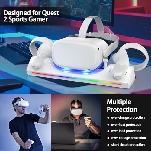 Aceshop VR Charging Dock for Quest 2 with LED Light, Charging Stand for Oculus/Meta Quest 2 Magnetic Charging Station for VR Headset & Controllers, Quest 2 Accessories, USB C Charger, Fast Charging - Image 5