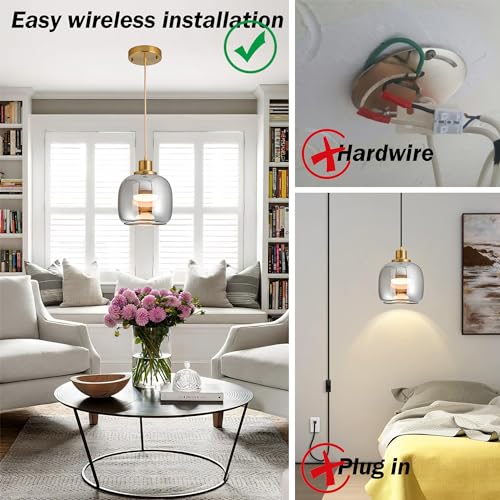 Vimhou 2 Pcs Battery Operated Pendant Light,Battery Ceiling Light thumb #5