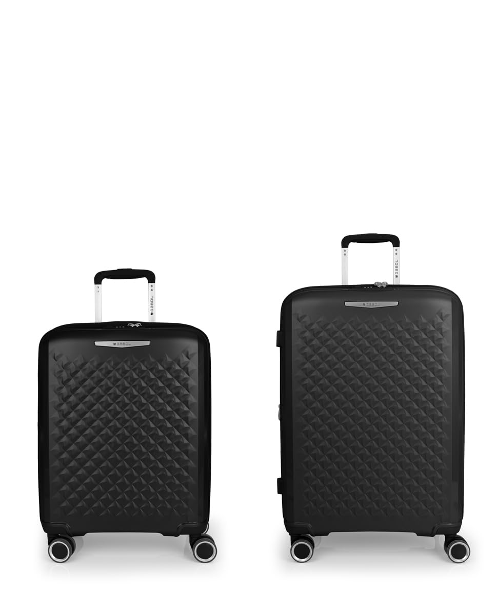 Gabol | Zestaw walizek (kabiny i średniej) z możliwością rozbudowy sztywnych Queens o pojemności do 114,6 l, Czarny (Black)