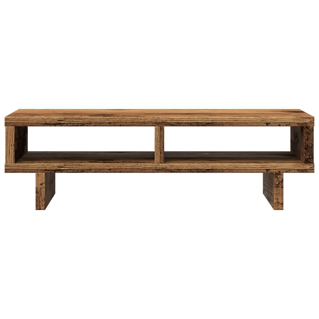 Supporto per monitor, effetto legno anticato, 50 x 27 x 15 cm, regolabile in altezza, con 2 scomparti, per lavorare ergonomicamente in casa e in ufficio, stabile supporto da tavolo per laptop