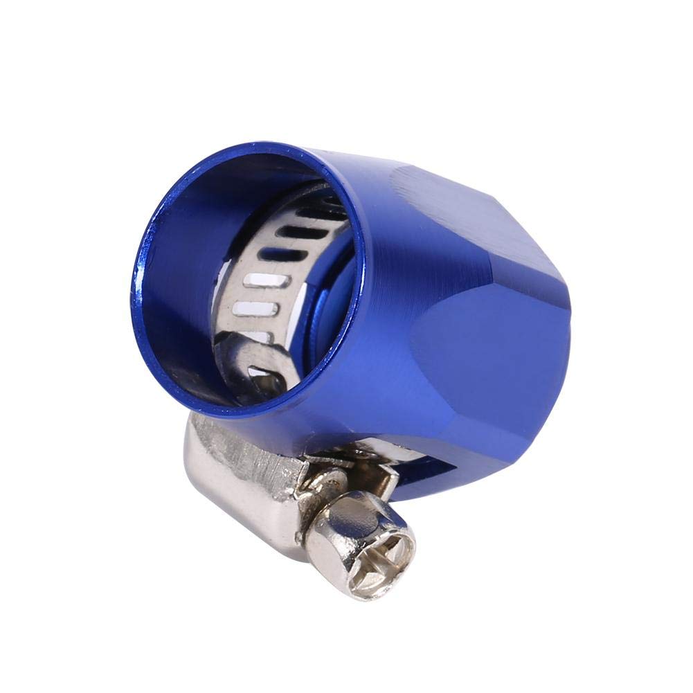 AN6 Aluminum Hose Finisher Clamp Adapter, 15mm OD Hose End Fitting with Screw Band, for Fuel Water Oil Air Lines Blue - Image 3