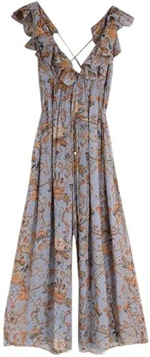 Zimmermann Mono de georgette de seda con estampado floral gris de segunda mano