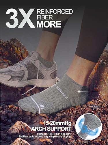 Image of Rahhint No Show Compression Running Socks Coolmax Anti Blister Full Sole Cushion Ankle Slip Resistant Heel Tab Workout Golf