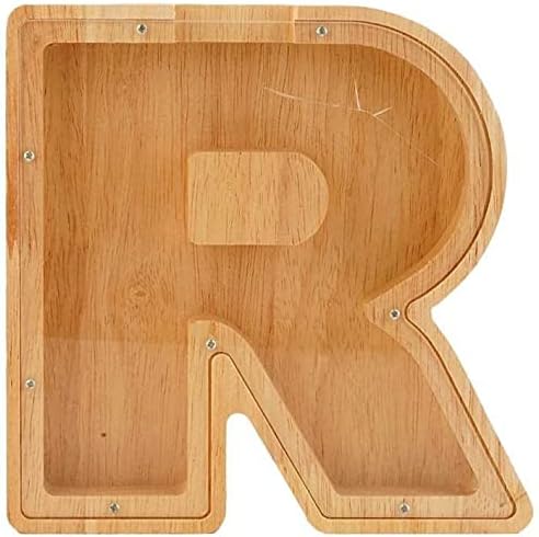 Alcancía de 26 letras del alfabeto inglés A-Z, alcancía de madera transparente de gran capacidad, caja de ahorro personalizada, combinación de