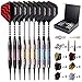 Turnart Dartpfeile mit Kunststoffspitze 9 Stück 18 Gramm mit 50 zusätzlichen Dartspitzen 20 Gummiringen 27 Flügen 9 PC-Wellen Werkzeugsatz für Elektronische Dartscheibe (Wolfram)