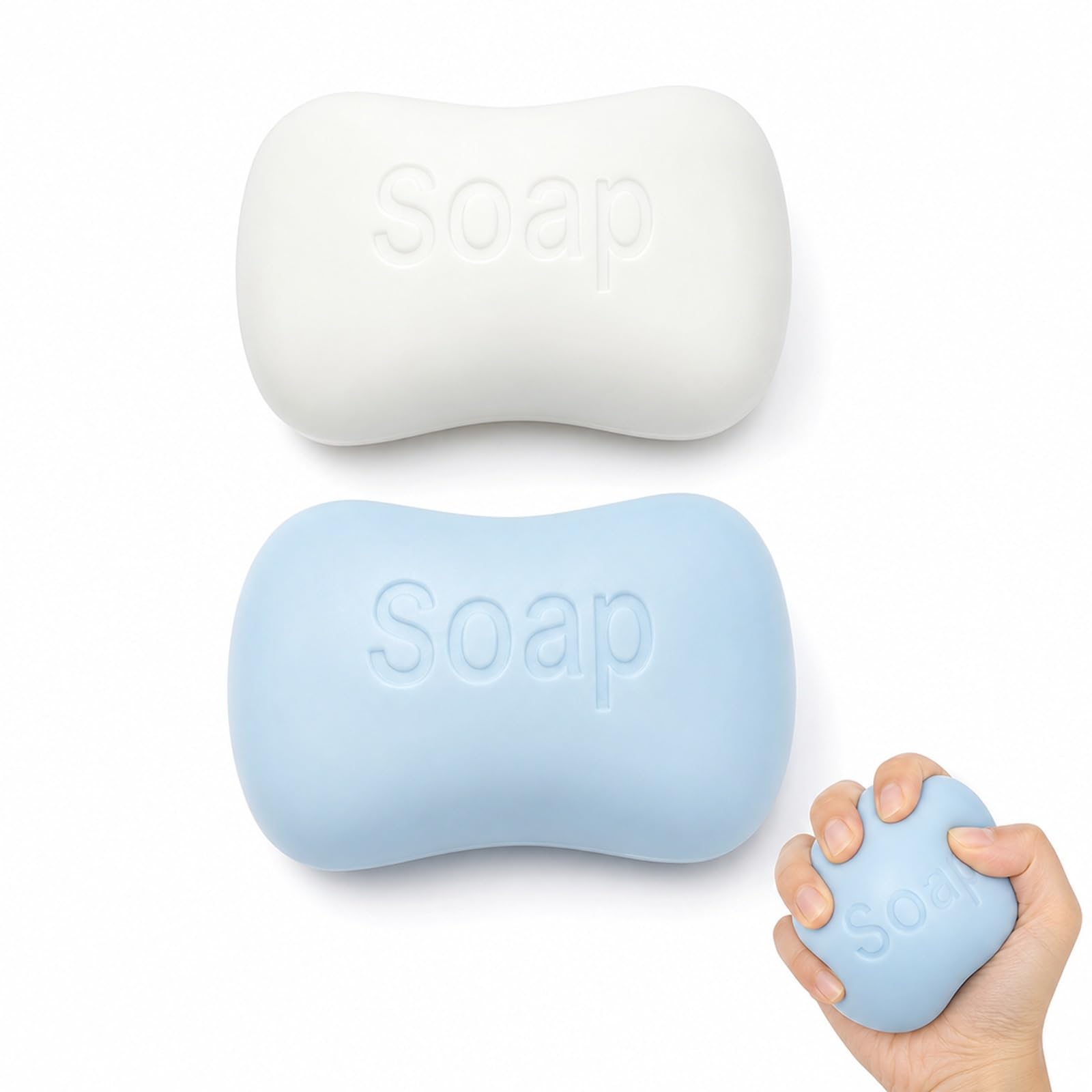 2 PCS Soap Squishy, Crunchy Squishy, Charming Decor for Home and Office, For Squishies Lovers and Those Fond of Hygiene inspired Decor, White and Blue