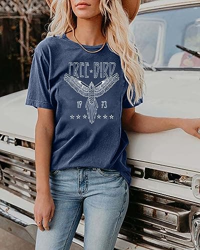 Vintage Rock Band T-Shirt Woman Retro Bird Shirt Eagle Graphic Tees Retro Music Shirt Casual Short Sleeve Tops3