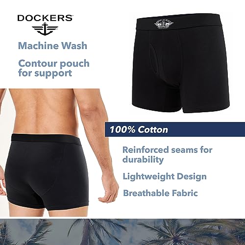 DOCKERS Mens Boxer Briefs Breathable Cotton Underwear for Men Pack of 5 - image 5