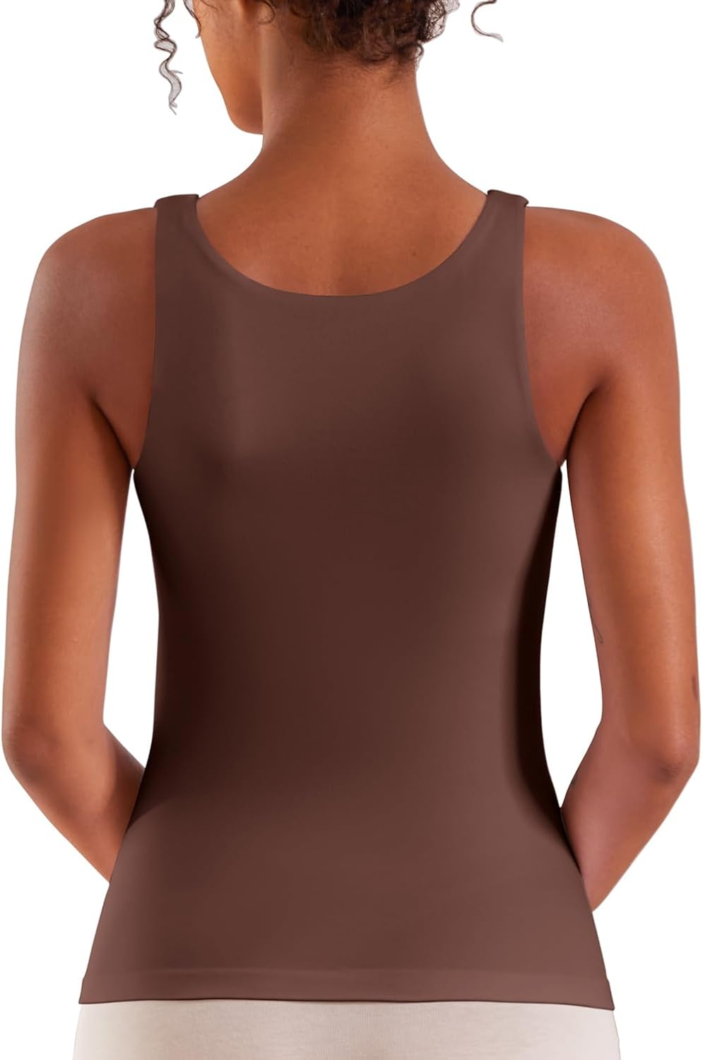 V FOR CITY Women Built in Bra Tank Top Seamless Padded Camisole Scoop Neck Going Out Tops Basic Cami Shirt - Image 2