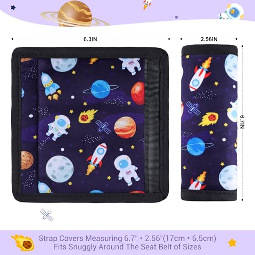 Image of COOLBEBE Car Seat Straps Shoulder Pads for Baby Kids, Super Soft Velvet Seat Belt Covers for All Car Seats /Pushchair /Stroller /High Chair, Blue Space