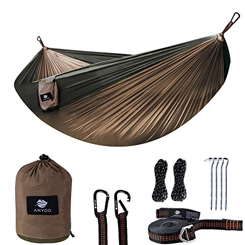 Anyoo Fallschirm Hängematte für Outdoor Garten tragbare Camping Schaukel Kapazität 300Kg Leichtgewicht mit Tasche für Hinterhof Strand Rucksack Wanderung