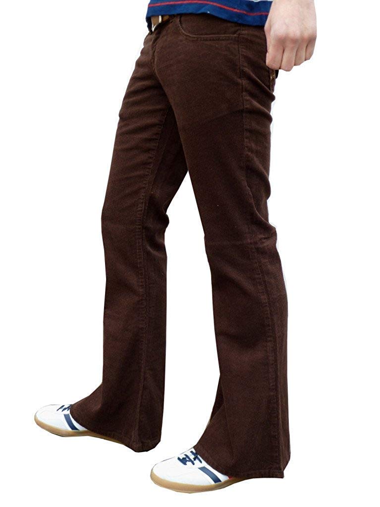 da uomo retrò marrone fondo campana velluto a coste A ZAMPA VINTAGE ANNI '60 pantaloni - Marrone, Marrone, 36W x 34L