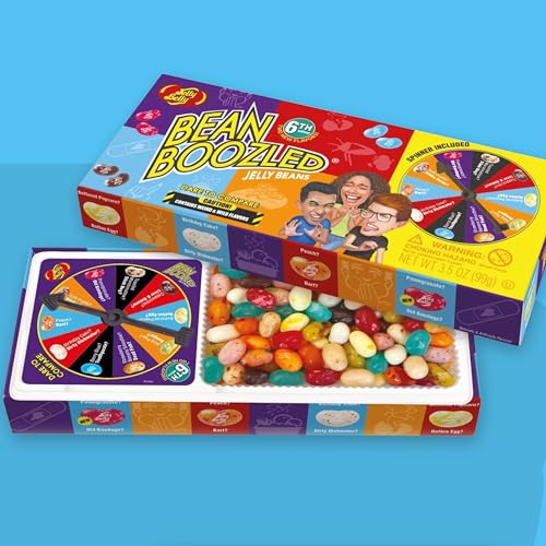Jelly Belly Beans Boozled Glücksrad & Nachfüllset der 6. Generation, 100g + 2x54g Bags - eklige Geschmacksduelle wie Tutti-Frutti/Stinkende Socken, ideal für Partys & Spieleabende