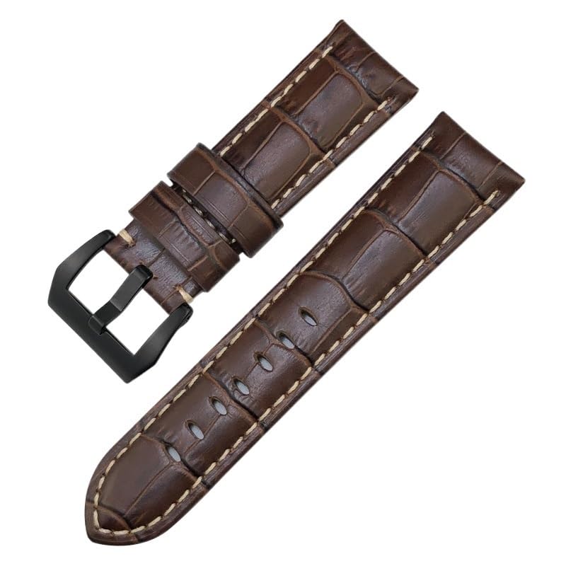 Bracelet de montre en cuir de vache véritable style crocodile 24mm pour Panerai Luminor 1950