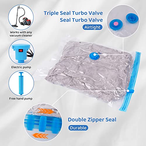 Vacuum Storage Bags, 8 Pack Space Saver Vacuum Storage Bags, Vacuum Seal Storage Bags For Clothes Outdoor Camping Waterproof, Vacuum Compression Storage Bags With Hand Pump #TOP5