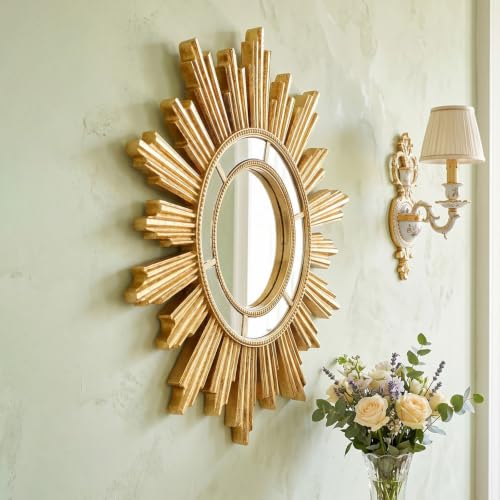 Miroir de maquillage doré pour mur salon chic déco moderne - 7