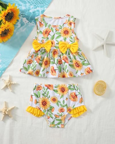 Image of Toddler Girl Swimsuit Baby Girl Bathing Suit Long Sleeve Floral Zipper One-Piece Rash Guard Swimsuit with Hat