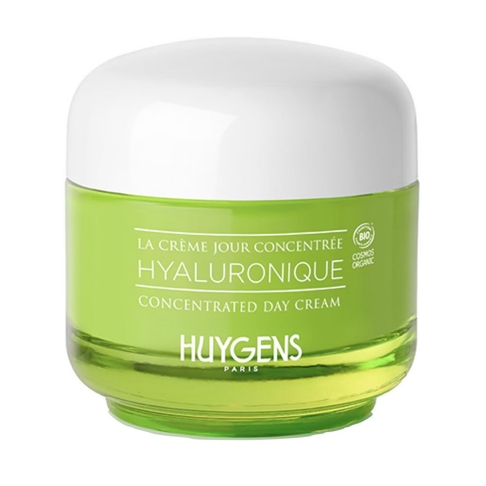 HUYGENS Crème Jour Concentrée Hyaluronique, Soin Anti-rides Bio, Hydratant et Nourrissant, Pour Peaux Sèches à Très Sèches, Avec Acide Hyaluronique et Beurre de Karité