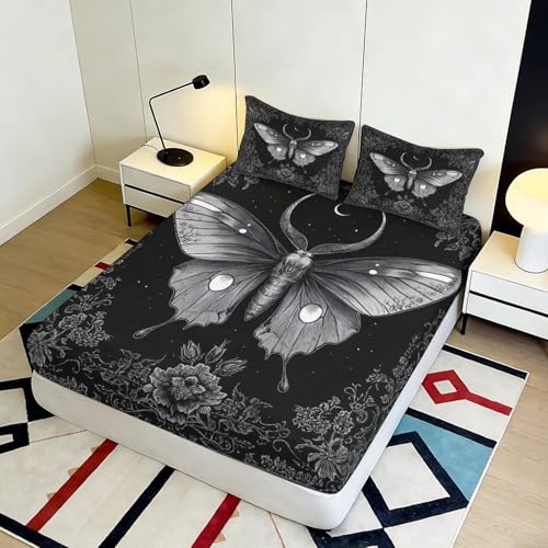 Drap-housse crâne floral imprimé 3D microfibre douce - 5