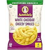Annie's Organic White Cheddar Cheesy Smiles, Baked Corn Puffs, Gluten Free, 4 oz