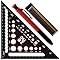 ZENO Equerre Menuisier 180 mm - Equerre Charpentier - Outil Menuisier Tout-en-un : Équerre, Rapporteur, Règle, Trusquin, Gabarit de percage - Crayon de Chantier Professionnel