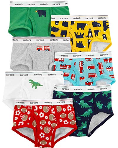 Carter's Boys' 7 Pack Dinosaur and Firetruck Underwear, Dinosaur (D31g125) / Firetruck/Bear/Ball, 4T / 5T