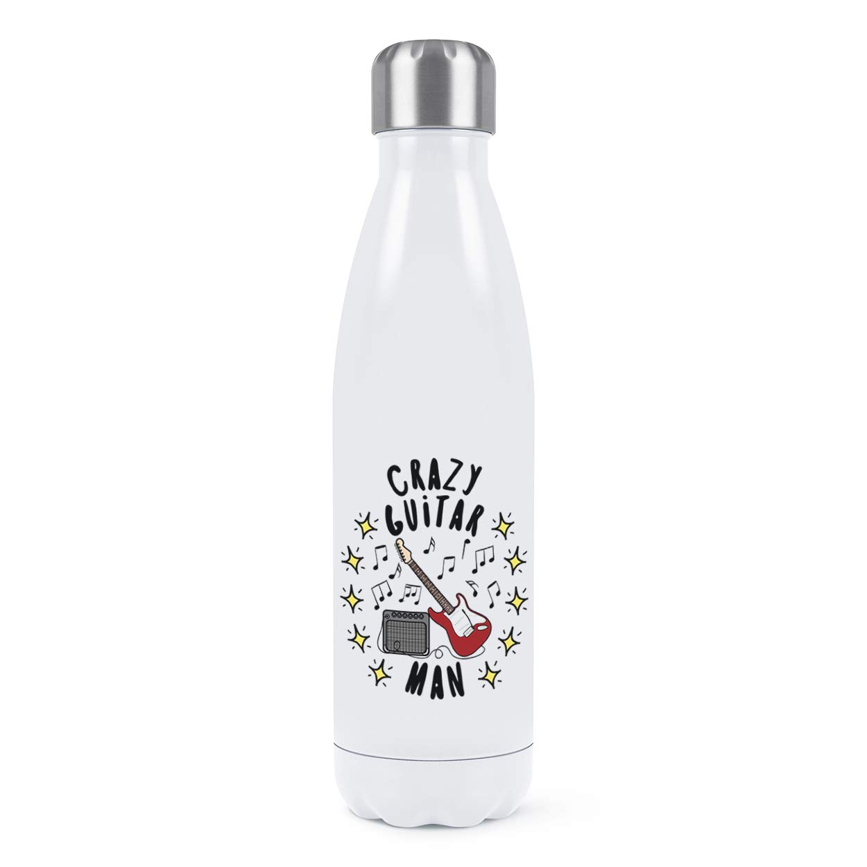 Bouteille Isotherme Guitare Inox Blanc - Finition Double Paroi Premium